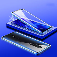 Custodia Lusso Alluminio Laterale Specchio 360 Gradi Cover M01 per Xiaomi Mi 9T Pro Blu