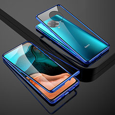 Custodia Lusso Alluminio Laterale Specchio 360 Gradi Cover M01 per Xiaomi Poco F2 Pro Blu