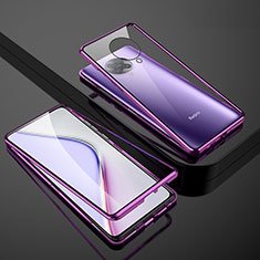 Custodia Lusso Alluminio Laterale Specchio 360 Gradi Cover M01 per Xiaomi Poco F2 Pro Viola