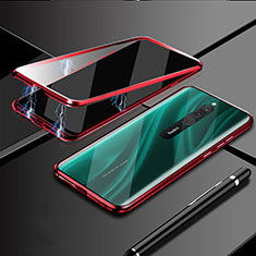 Custodia Lusso Alluminio Laterale Specchio 360 Gradi Cover M01 per Xiaomi Redmi 8 Rosso