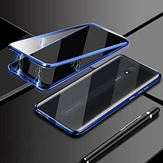 Custodia Lusso Alluminio Laterale Specchio 360 Gradi Cover M01 per Xiaomi Redmi 8A Blu