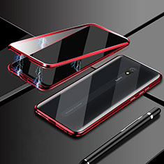Custodia Lusso Alluminio Laterale Specchio 360 Gradi Cover M01 per Xiaomi Redmi 8A Rosso