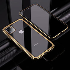 Custodia Lusso Alluminio Laterale Specchio 360 Gradi Cover M02 per Apple iPhone 11 Pro Max Oro