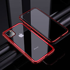 Custodia Lusso Alluminio Laterale Specchio 360 Gradi Cover M02 per Apple iPhone 11 Pro Max Rosso