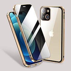 Custodia Lusso Alluminio Laterale Specchio 360 Gradi Cover M02 per Apple iPhone 14 Oro