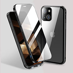 Custodia Lusso Alluminio Laterale Specchio 360 Gradi Cover M02 per Apple iPhone 15 Nero