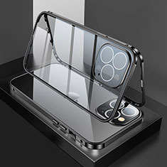 Custodia Lusso Alluminio Laterale Specchio 360 Gradi Cover M02 per Apple iPhone 15 Pro Max Nero
