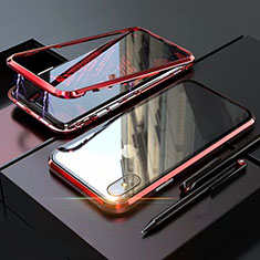 Custodia Lusso Alluminio Laterale Specchio 360 Gradi Cover M02 per Apple iPhone X Rosso