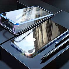 Custodia Lusso Alluminio Laterale Specchio 360 Gradi Cover M02 per Apple iPhone XR Blu