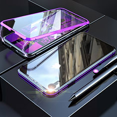 Custodia Lusso Alluminio Laterale Specchio 360 Gradi Cover M02 per Apple iPhone XR Viola