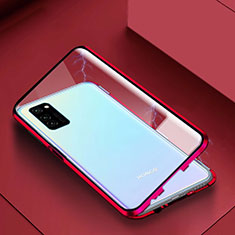 Custodia Lusso Alluminio Laterale Specchio 360 Gradi Cover M02 per Huawei Honor View 30 5G Rosso