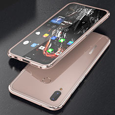 Custodia Lusso Alluminio Laterale Specchio 360 Gradi Cover M02 per Huawei Nova 3e Oro Rosa