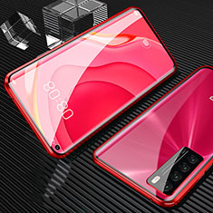 Custodia Lusso Alluminio Laterale Specchio 360 Gradi Cover M02 per Huawei Nova 7 5G Rosso