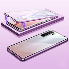 Custodia Lusso Alluminio Laterale Specchio 360 Gradi Cover M02 per Huawei Nova 7 SE 5G Viola