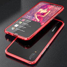 Custodia Lusso Alluminio Laterale Specchio 360 Gradi Cover M02 per Huawei P20 Lite Rosso