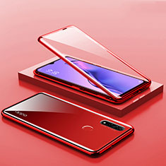 Custodia Lusso Alluminio Laterale Specchio 360 Gradi Cover M02 per Oppo A8 Rosso