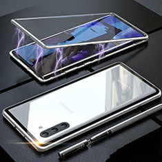 Custodia Lusso Alluminio Laterale Specchio 360 Gradi Cover M02 per Samsung Galaxy Note 10 Argento