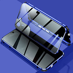 Custodia Lusso Alluminio Laterale Specchio 360 Gradi Cover M02 per Samsung Galaxy S21 5G Blu
