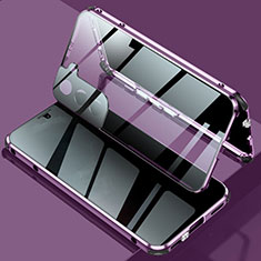 Custodia Lusso Alluminio Laterale Specchio 360 Gradi Cover M02 per Samsung Galaxy S21 5G Viola