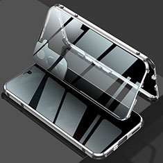 Custodia Lusso Alluminio Laterale Specchio 360 Gradi Cover M02 per Samsung Galaxy S21 FE 5G Argento