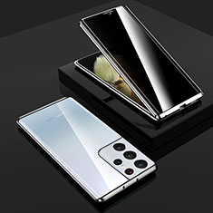 Custodia Lusso Alluminio Laterale Specchio 360 Gradi Cover M02 per Samsung Galaxy S23 Ultra 5G Argento