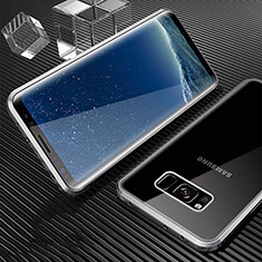 Custodia Lusso Alluminio Laterale Specchio 360 Gradi Cover M02 per Samsung Galaxy S8 Argento
