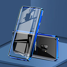 Custodia Lusso Alluminio Laterale Specchio 360 Gradi Cover M02 per Samsung Galaxy S9 Blu