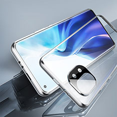 Custodia Lusso Alluminio Laterale Specchio 360 Gradi Cover M02 per Xiaomi Mi 11 Lite 4G Argento