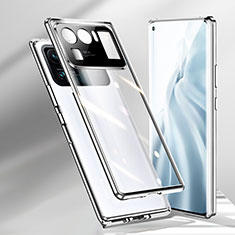 Custodia Lusso Alluminio Laterale Specchio 360 Gradi Cover M02 per Xiaomi Mi 11 Ultra 5G Argento