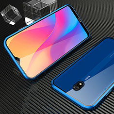 Custodia Lusso Alluminio Laterale Specchio 360 Gradi Cover M02 per Xiaomi Redmi 8A Blu