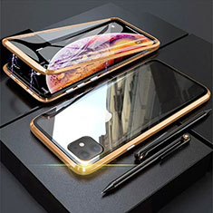 Custodia Lusso Alluminio Laterale Specchio 360 Gradi Cover M03 per Apple iPhone 11 Oro