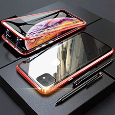 Custodia Lusso Alluminio Laterale Specchio 360 Gradi Cover M03 per Apple iPhone 11 Rosso