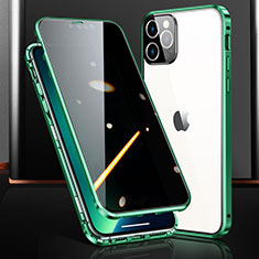Custodia Lusso Alluminio Laterale Specchio 360 Gradi Cover M03 per Apple iPhone 13 Pro Max Verde