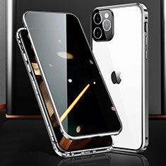 Custodia Lusso Alluminio Laterale Specchio 360 Gradi Cover M03 per Apple iPhone 14 Pro Argento