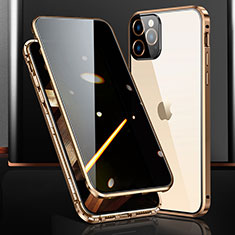 Custodia Lusso Alluminio Laterale Specchio 360 Gradi Cover M03 per Apple iPhone 14 Pro Max Oro