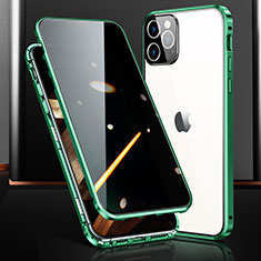 Custodia Lusso Alluminio Laterale Specchio 360 Gradi Cover M03 per Apple iPhone 14 Pro Max Verde