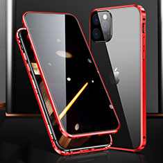 Custodia Lusso Alluminio Laterale Specchio 360 Gradi Cover M03 per Apple iPhone 14 Pro Rosso