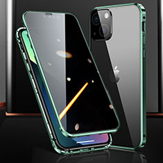 Custodia Lusso Alluminio Laterale Specchio 360 Gradi Cover M03 per Apple iPhone 14 Verde