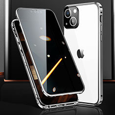 Custodia Lusso Alluminio Laterale Specchio 360 Gradi Cover M03 per Apple iPhone 15 Argento