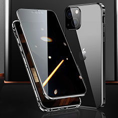 Custodia Lusso Alluminio Laterale Specchio 360 Gradi Cover M03 per Apple iPhone 15 Nero