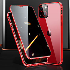 Custodia Lusso Alluminio Laterale Specchio 360 Gradi Cover M03 per Apple iPhone 15 Rosso