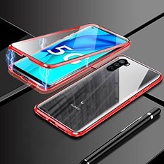 Custodia Lusso Alluminio Laterale Specchio 360 Gradi Cover M03 per Huawei Mate 40 Lite 5G Rosso