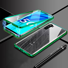 Custodia Lusso Alluminio Laterale Specchio 360 Gradi Cover M03 per Huawei Mate 40 Lite 5G Verde