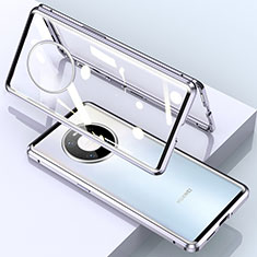 Custodia Lusso Alluminio Laterale Specchio 360 Gradi Cover M03 per Huawei Mate 40 Pro Argento