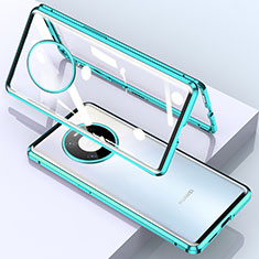 Custodia Lusso Alluminio Laterale Specchio 360 Gradi Cover M03 per Huawei Mate 40E Pro 4G Ciano