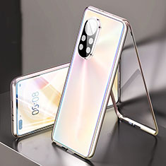 Custodia Lusso Alluminio Laterale Specchio 360 Gradi Cover M03 per Huawei Nova 8 Pro 5G Argento