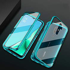 Custodia Lusso Alluminio Laterale Specchio 360 Gradi Cover M03 per Oppo A11 Verde