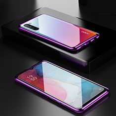 Custodia Lusso Alluminio Laterale Specchio 360 Gradi Cover M03 per Oppo Find X2 Lite Viola