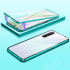 Custodia Lusso Alluminio Laterale Specchio 360 Gradi Cover M03 per Oppo Find X2 Neo Verde