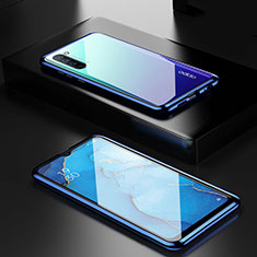 Custodia Lusso Alluminio Laterale Specchio 360 Gradi Cover M03 per Oppo K7 5G Blu